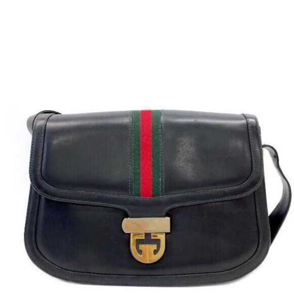 Gucci Handbags - Authentic Gucci GG Vintage Ophidia Sherry Crossbody Bag Leather Black Purse Tote